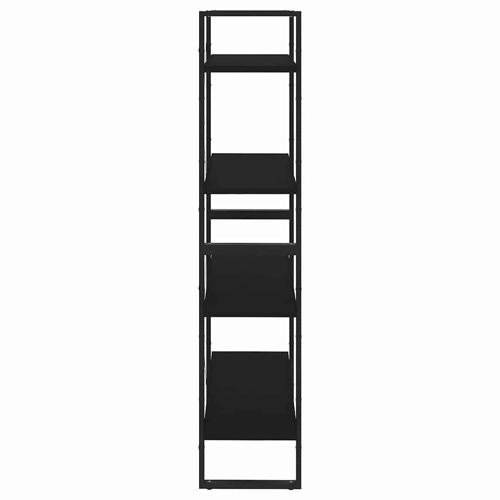 Libreria a 4 Ripiani Nera 80x30x140 cm in Legno Multistrato