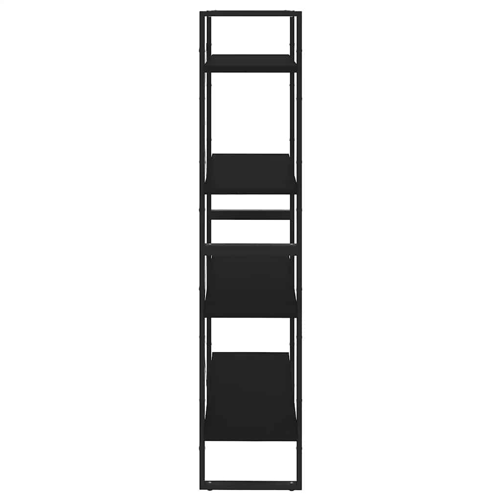 Libreria a 4 Ripiani Nera 80x30x140 cm in Legno Multistrato