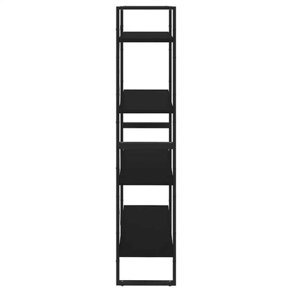 Libreria a 4 Ripiani Nera 80x30x140 cm in Legno Multistrato
