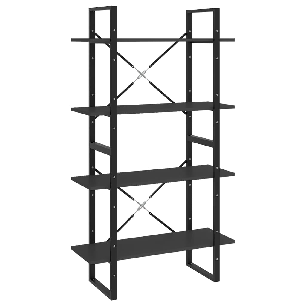 Libreria a 4 Ripiani Grigia 80x30x140 cm in Legno Multistrato | homemem39
