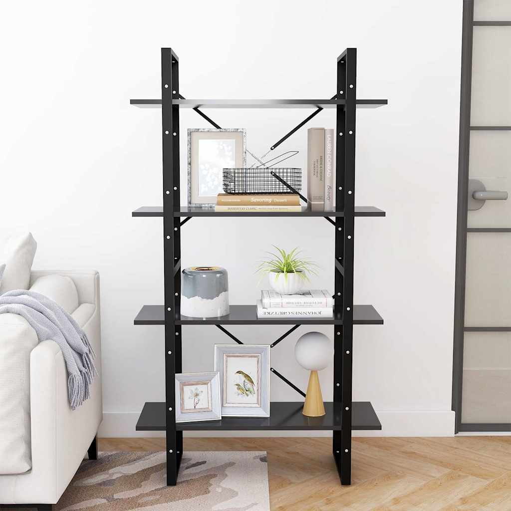 Libreria a 4 Ripiani Grigia 80x30x140 cm in Legno Multistrato