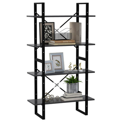 Libreria a 4 Ripiani Grigia 80x30x140 cm in Legno Multistrato