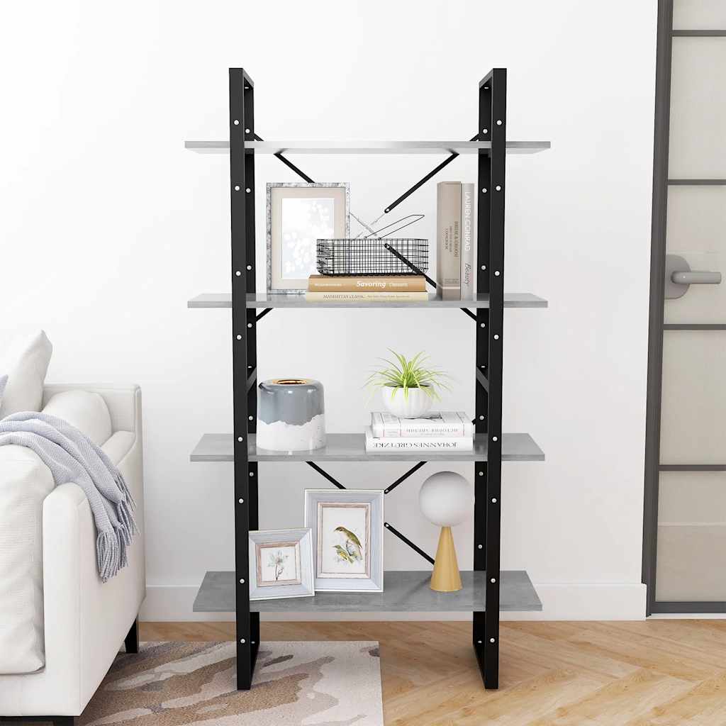Libreria 4 Ripiani Grigio Cemento 80x30x140cm Legno Multistrato | homemem39