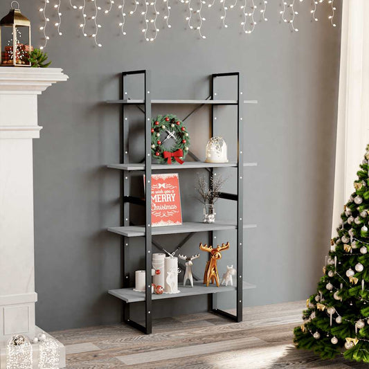 Libreria 4 Ripiani Grigio Cemento 80x30x140cm Legno Multistrato | homemem39