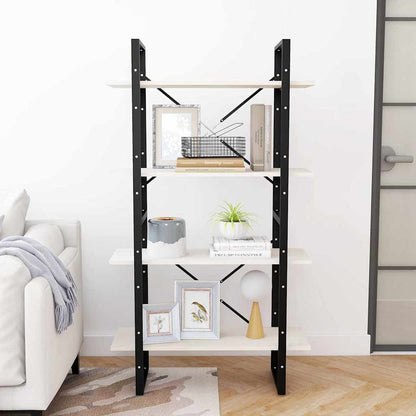 Libreria a 4 Ripiani Bianca 80x30x140 cm in Massello di Pino