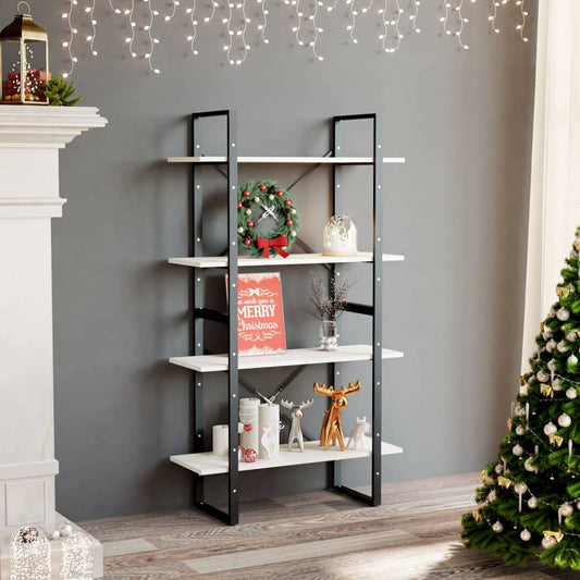 Libreria a 4 Ripiani Bianca 80x30x140 cm in Massello di Pino | homemem39
