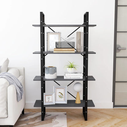 Libreria a 4 Ripiani Grigia 80x30x140 cm in Massello di Pino | homemem39