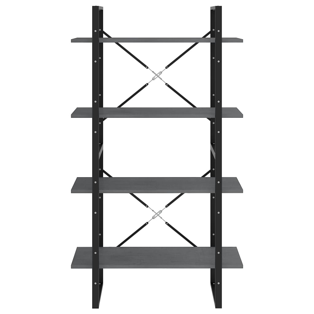 Libreria a 4 Ripiani Grigia 80x30x140 cm in Massello di Pino | homemem39