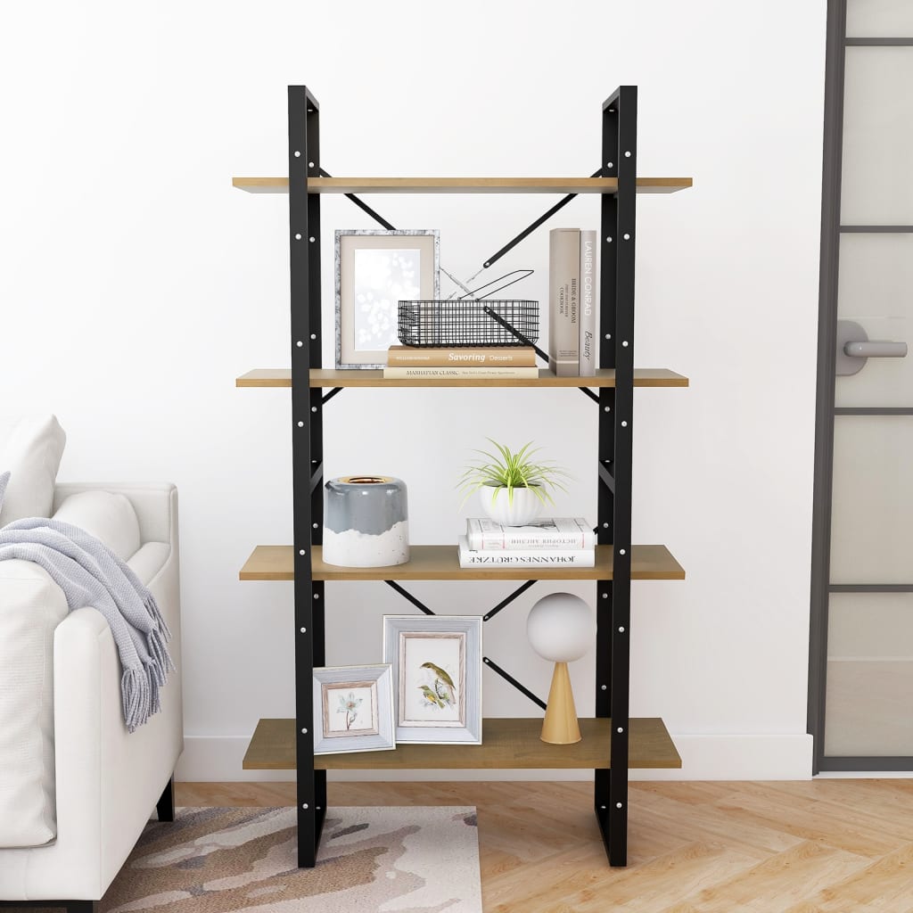 Libreria a 4 Ripiani 80x30x140 cm in Legno Massello di Pino | homemem39