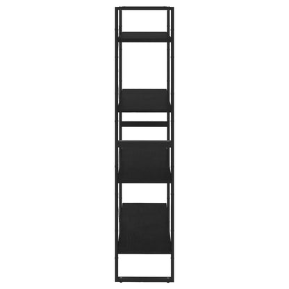 Libreria a 4 Ripiani Nera 80x30x140 cm in Massello di Pino | homemem39