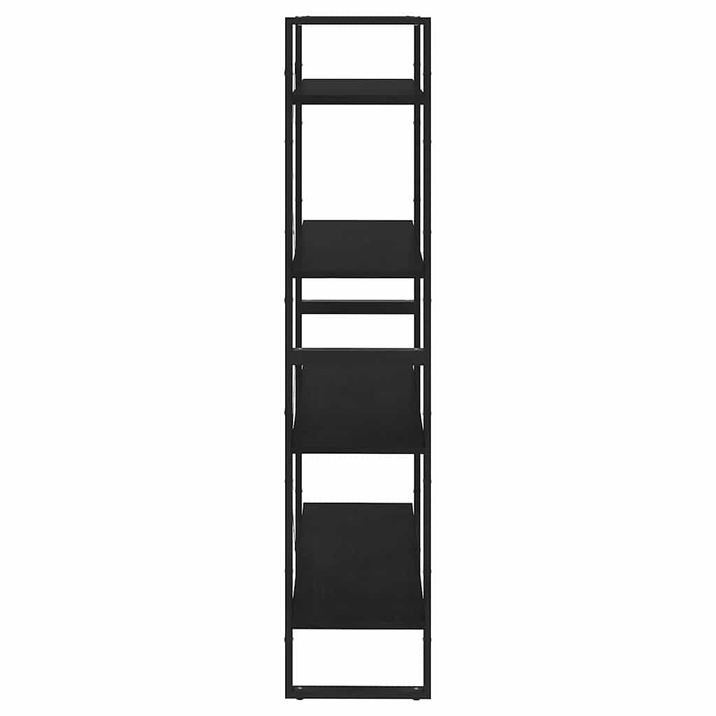Libreria a 4 Ripiani Nera 80x30x140 cm in Massello di Pino