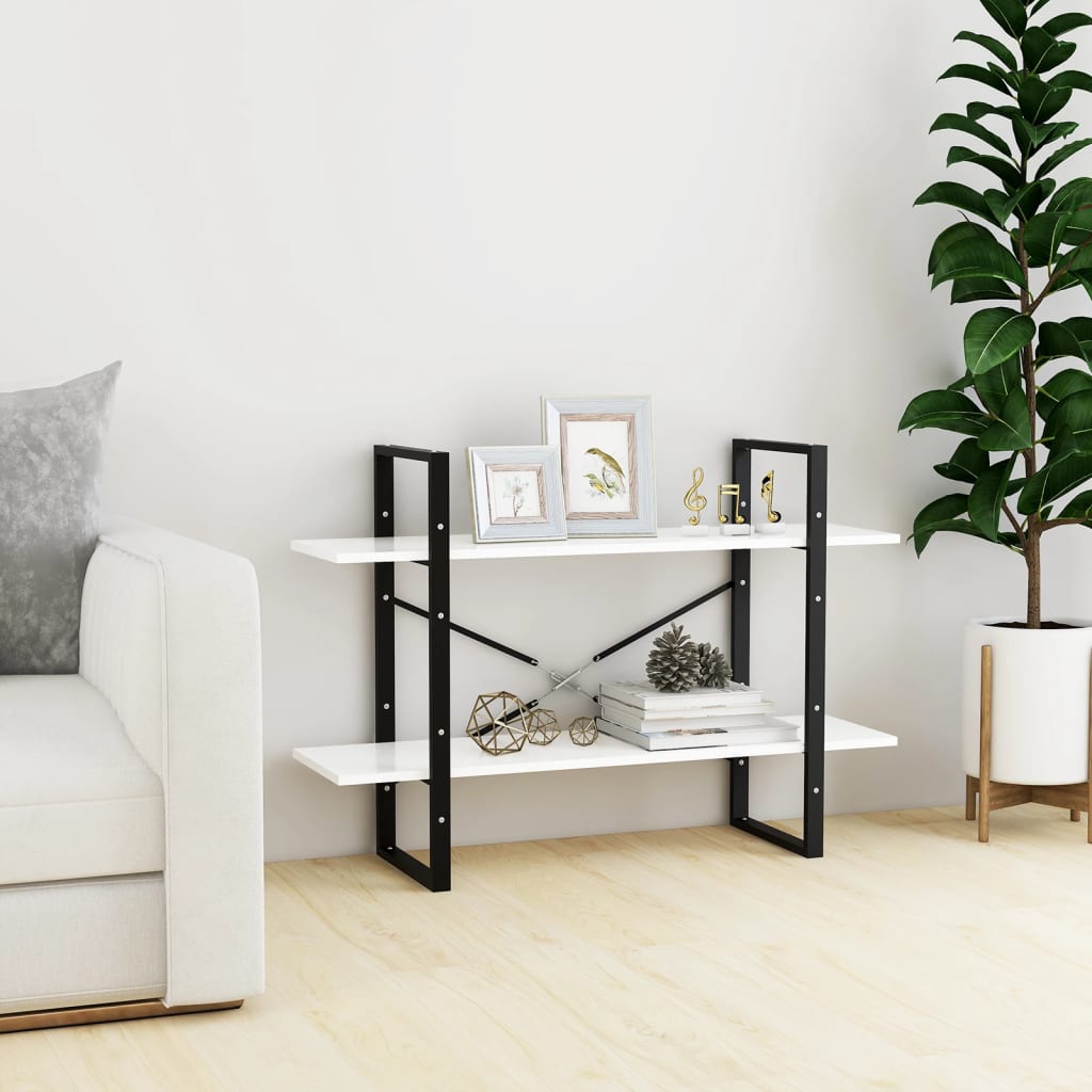 Libreria a 2 Ripiani Bianca 100x30x70 cm in Legno Multistrato | homemem39
