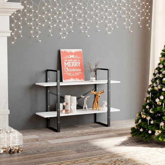Libreria a 2 Ripiani Bianca 100x30x70 cm in Legno Multistrato | homemem39