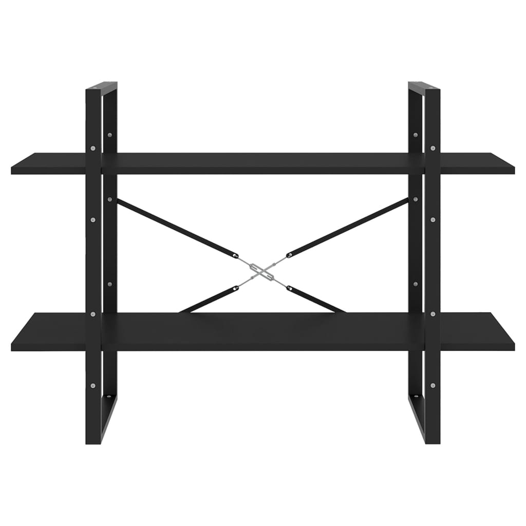 Libreria a 2 Ripiani Nera 100x30x70 cm in Legno Multistrato