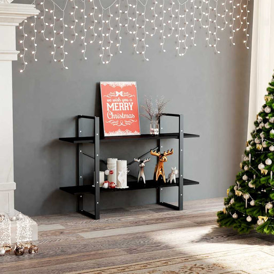 Libreria a 2 Ripiani Nera 100x30x70 cm in Legno Multistrato | homemem39