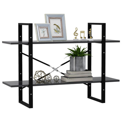 Libreria a 2 Ripiani Grigia 100x30x70 cm in Legno Multistrato