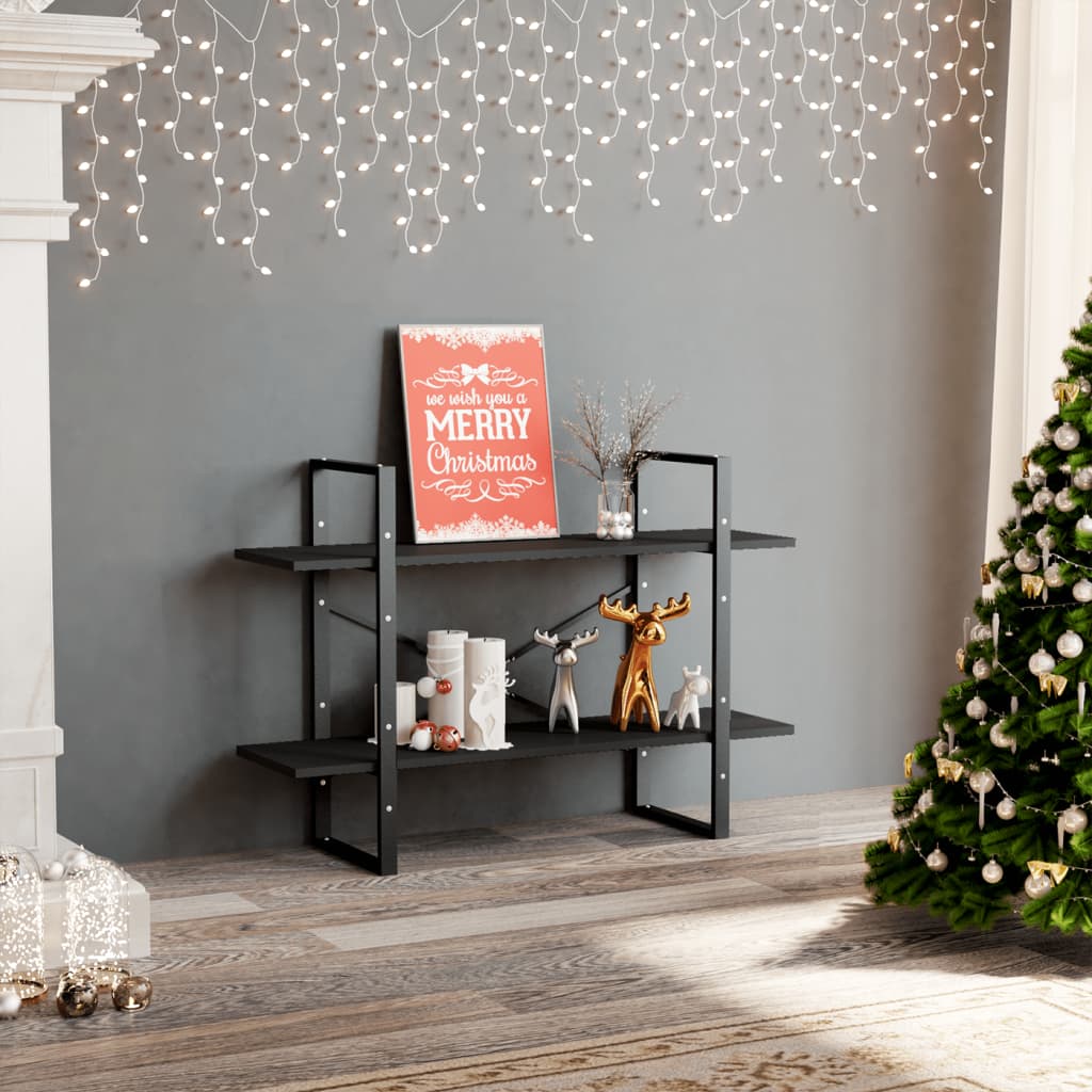 Libreria a 2 Ripiani Grigia 100x30x70 cm in Legno Multistrato | homemem39
