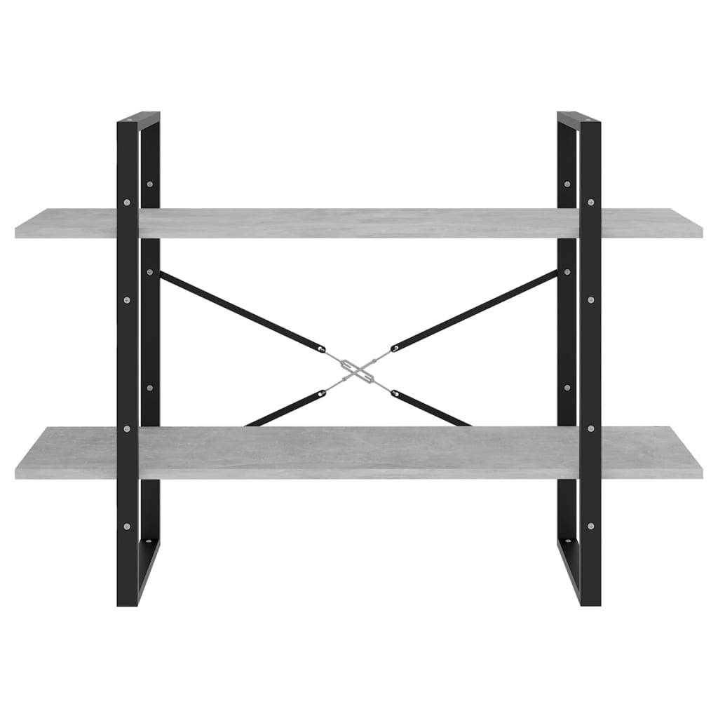 Libreria 2 Ripiani Grigio Cemento 100x30x70cm Legno Multistrato | homemem39