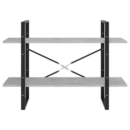 Libreria 2 Ripiani Grigio Cemento 100x30x70cm Legno Multistrato | homemem39