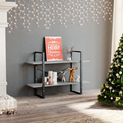 Libreria 2 Ripiani Grigio Cemento 100x30x70cm Legno Multistrato | homemem39