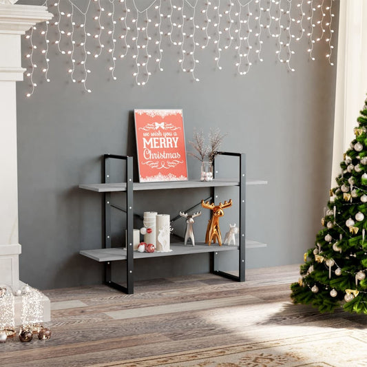 Libreria 2 Ripiani Grigio Cemento 100x30x70cm Legno Multistrato | homemem39