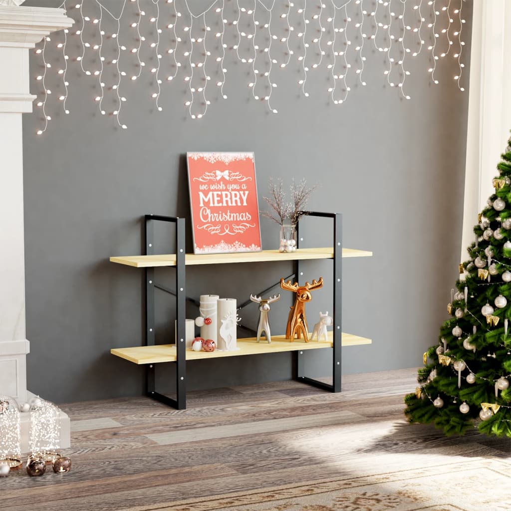 Libreria a 2 Ripiani 100x30x70 cm in Legno Massello di Pino | homemem39
