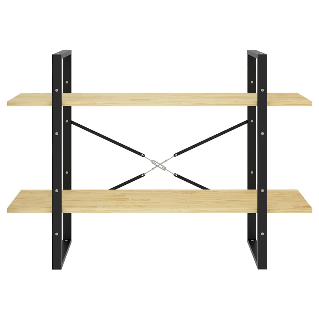 Libreria a 2 Ripiani 100x30x70 cm in Legno Massello di Pino | homemem39