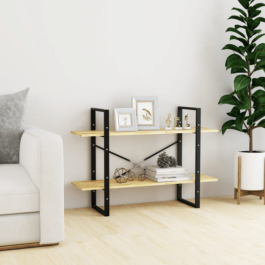 Libreria a 2 Ripiani 100x30x70 cm in Legno Massello di Pino | homemem39