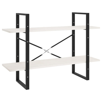 Libreria a 2 Ripiani Bianca 100x30x70 cm in Massello di Pino | homemem39