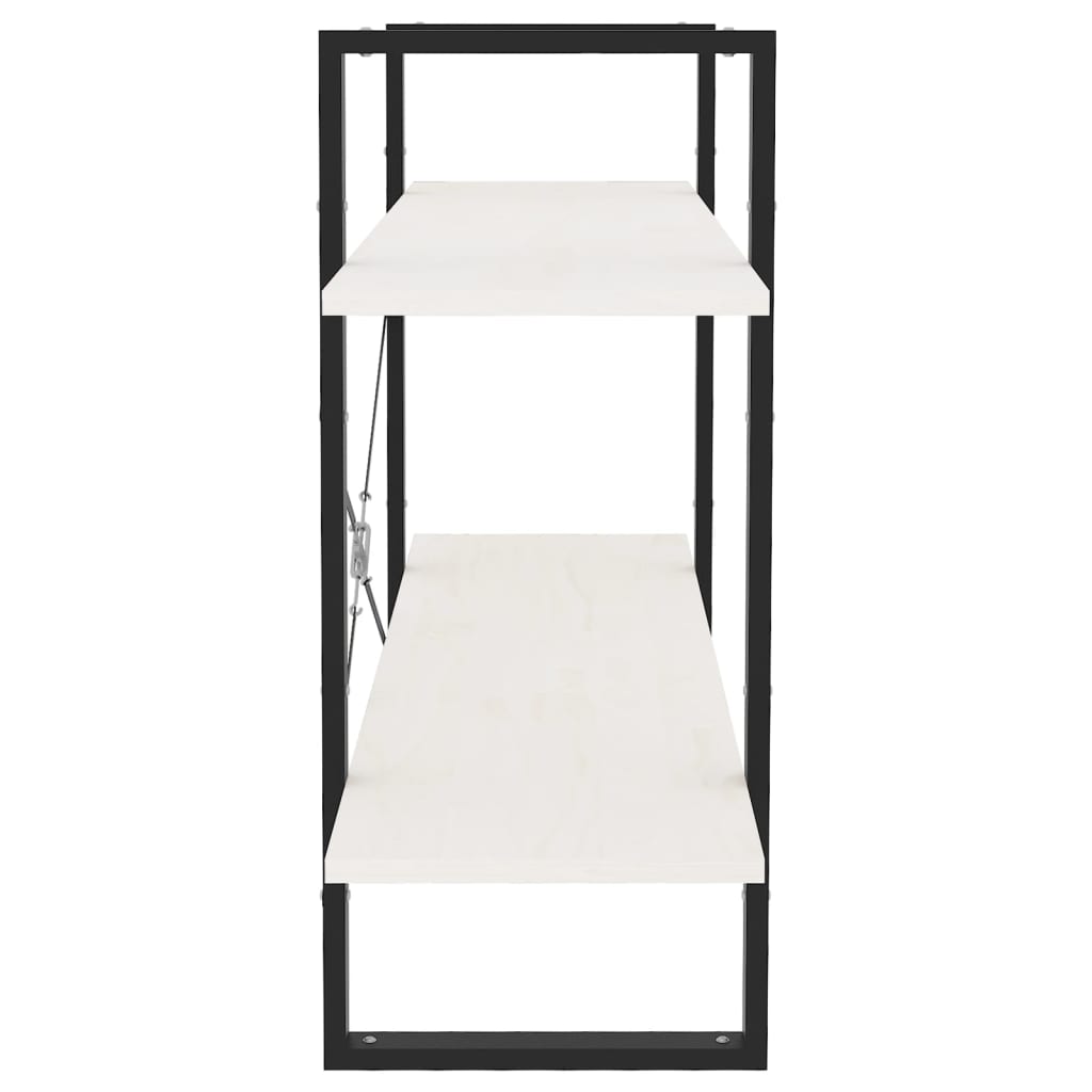 Libreria a 2 Ripiani Bianca 100x30x70 cm in Massello di Pino | homemem39