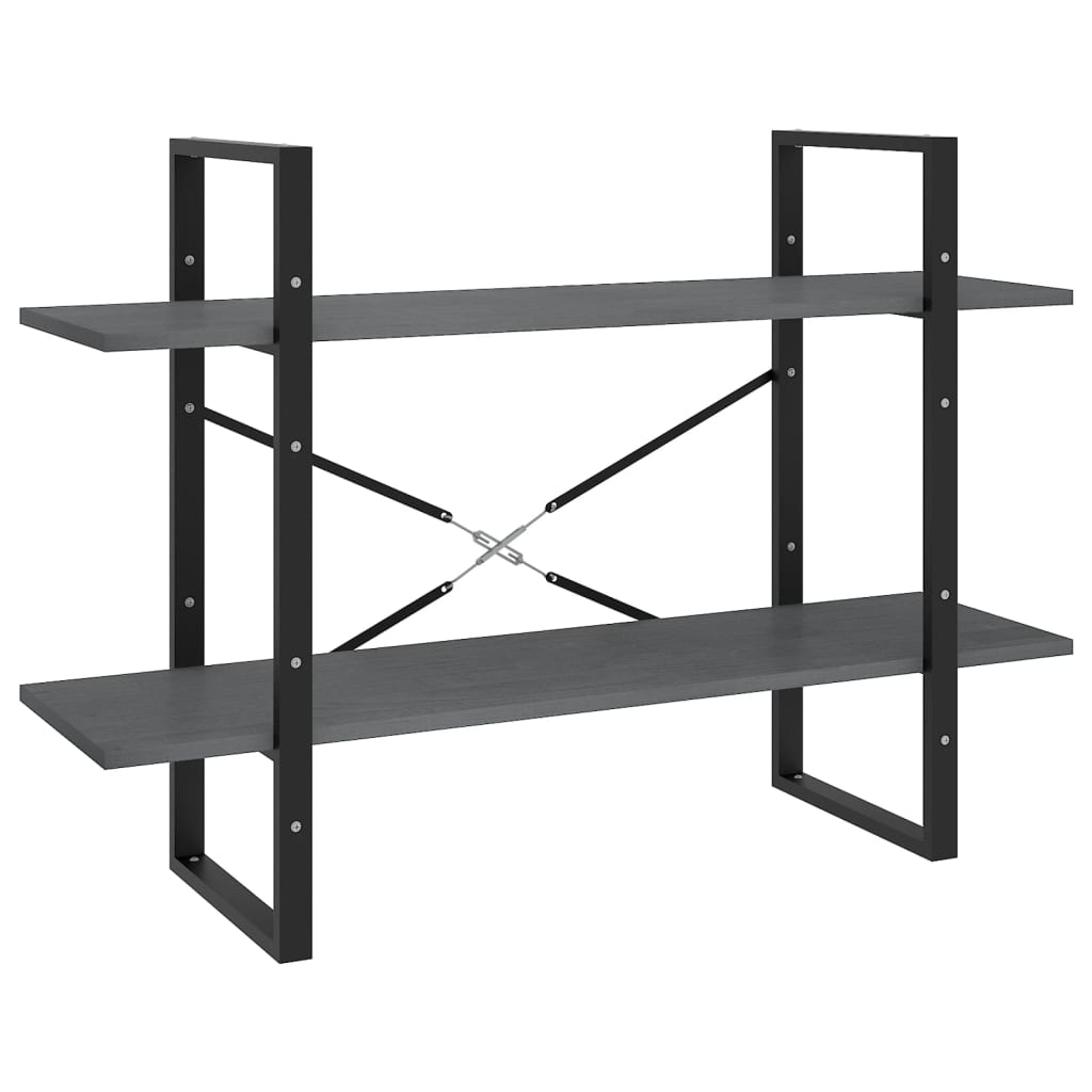 Libreria a 2 Ripiani Grigia 100x30x70 cm in Massello di Pino | homemem39