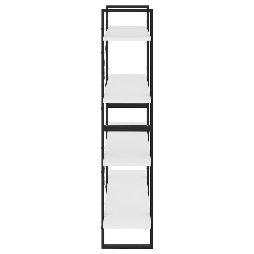 Libreria a 4 Ripiani Bianca 100x30x140 cm in Legno Multistrato | homemem39