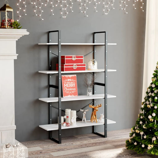 Libreria a 4 Ripiani Bianca 100x30x140 cm in Legno Multistrato | homemem39