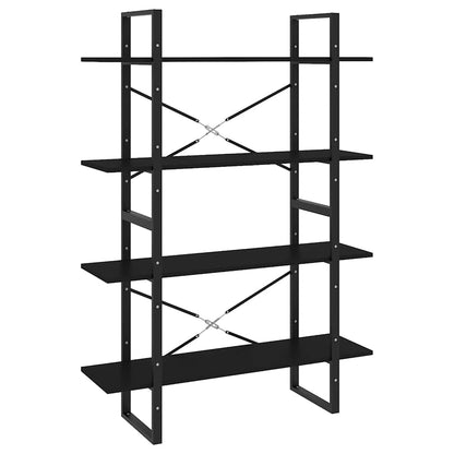 Libreria a 4 Ripiani Nera 100x30x140 cm in Legno Multistrato | homemem39