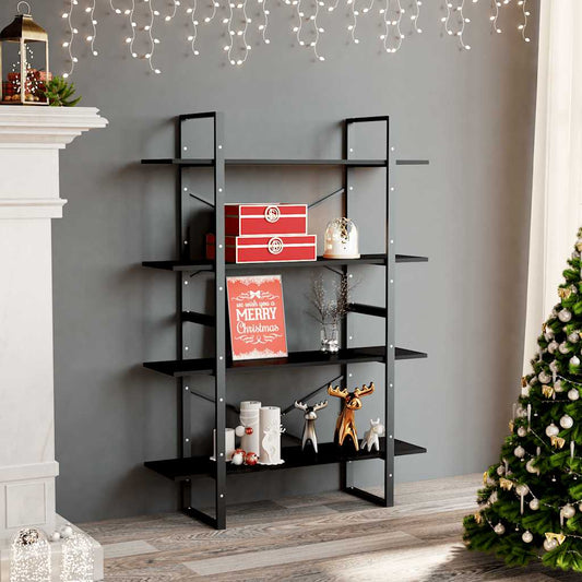 Libreria a 4 Ripiani Nera 100x30x140 cm in Legno Multistrato | homemem39