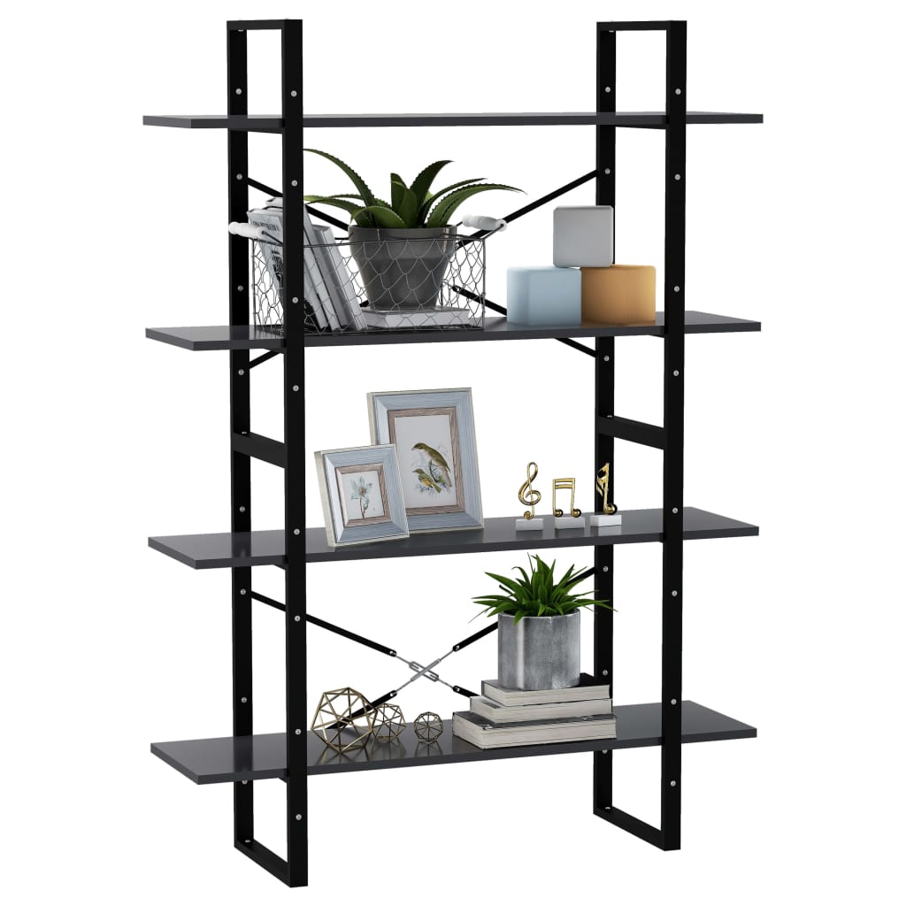 Libreria a 4 Ripiani Grigia 100x30x140 cm in Legno Multistrato