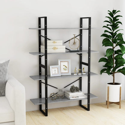 Libreria 4Ripiani Grigio Cemento 100x30x140cm Legno Multistrato | homemem39