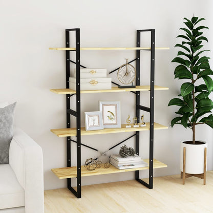 Libreria a 4 Ripiani 100x30x140 cm in Legno Massello di Pino | homemem39