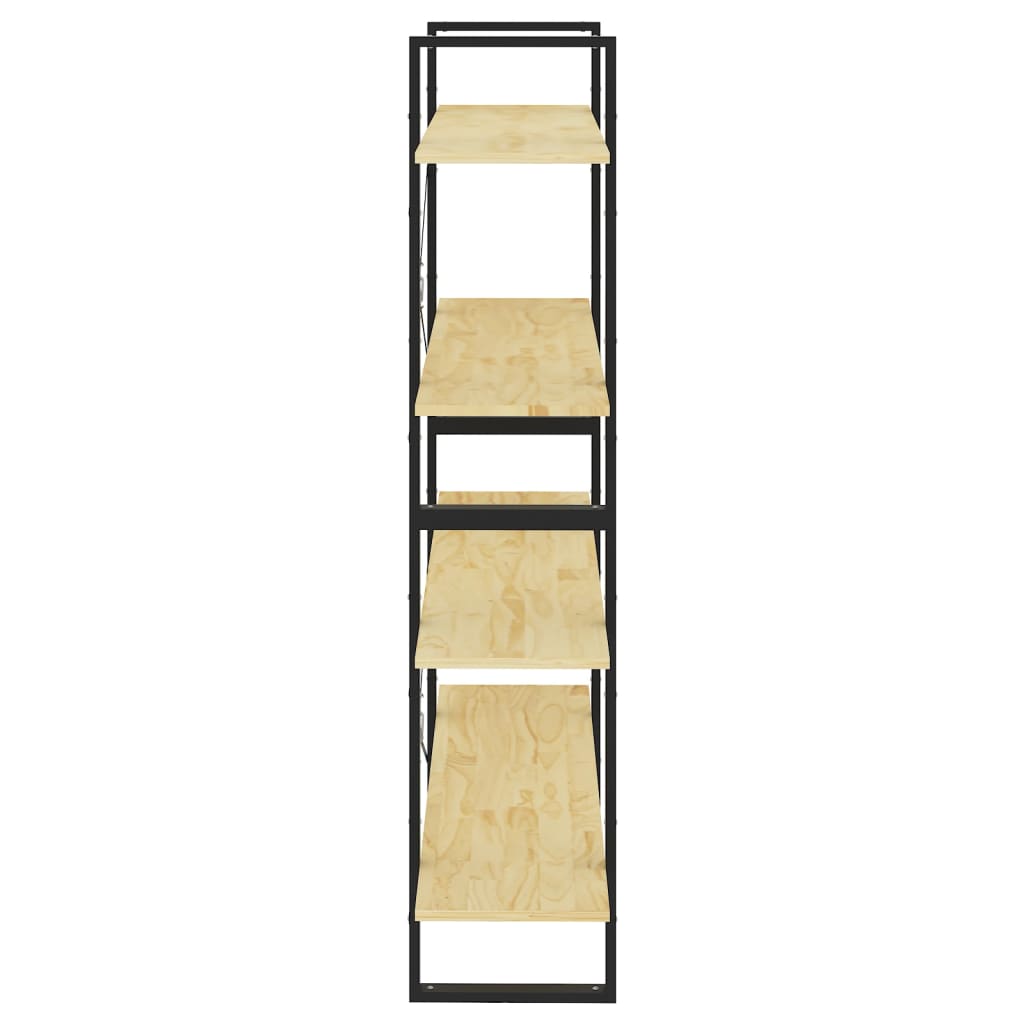 Libreria a 4 Ripiani 100x30x140 cm in Legno Massello di Pino