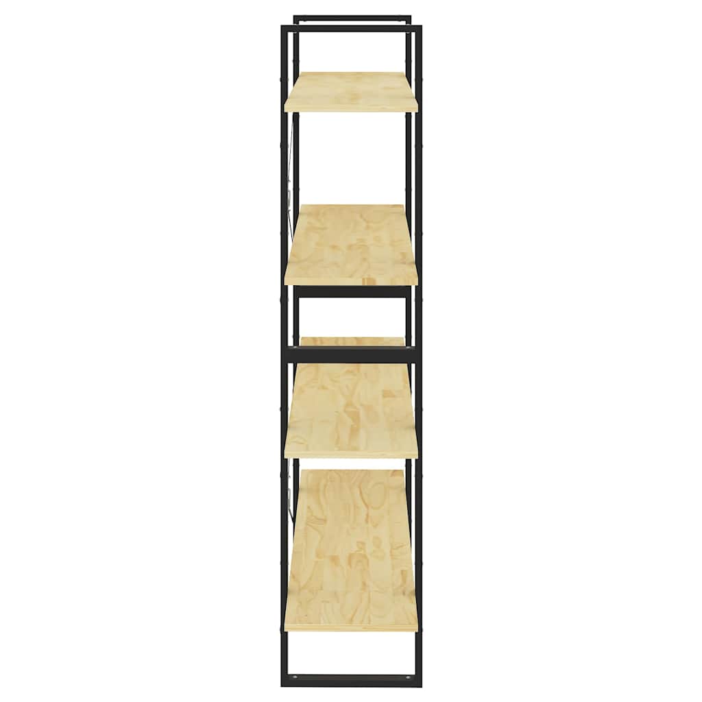 Libreria a 4 Ripiani 100x30x140 cm in Legno Massello di Pino