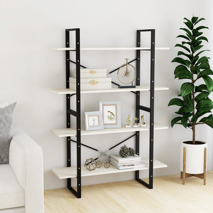 Libreria a 4 Ripiani Bianca 100x30x140 cm in Massello di Pino | homemem39