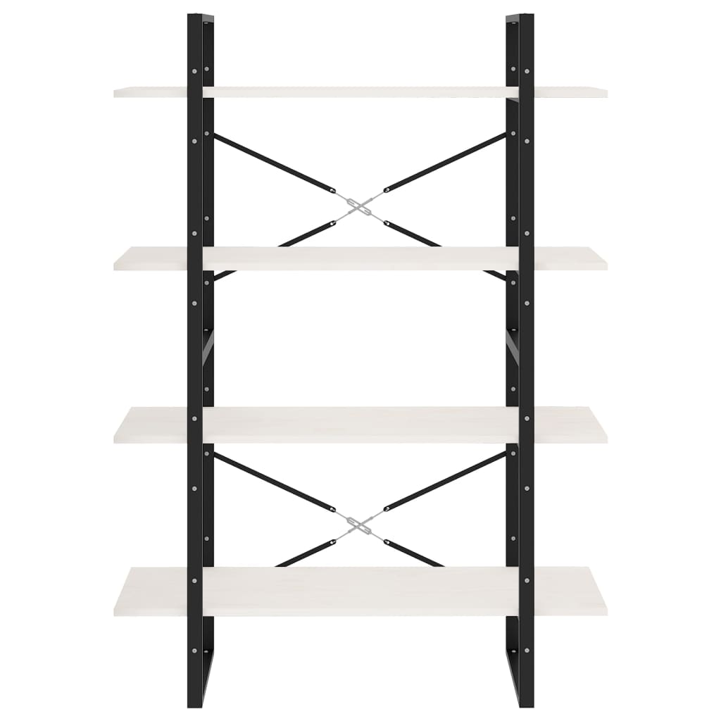 Libreria a 4 Ripiani Bianca 100x30x140 cm in Massello di Pino | homemem39