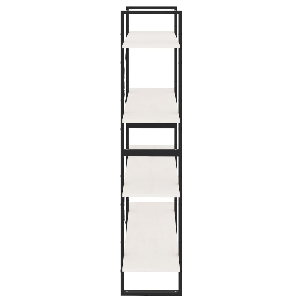 Libreria a 4 Ripiani Bianca 100x30x140 cm in Massello di Pino | homemem39