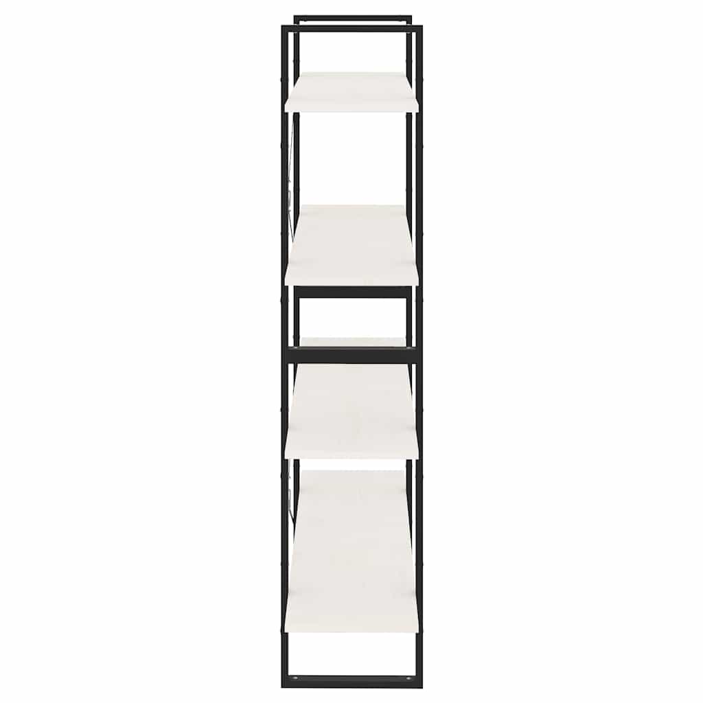 Libreria a 4 Ripiani Bianca 100x30x140 cm in Massello di Pino