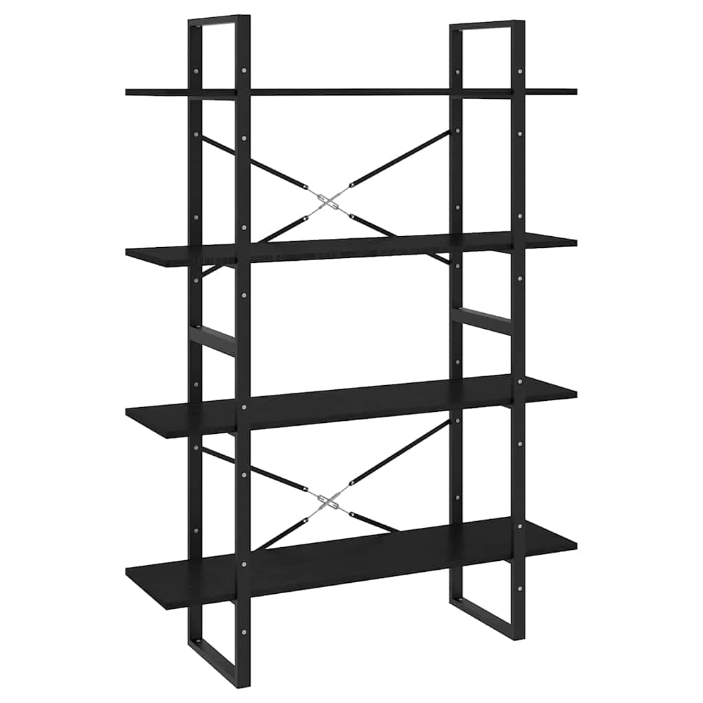 Libreria a 4 Ripiani Nera 100x30x140 cm in Massello di Pino | homemem39