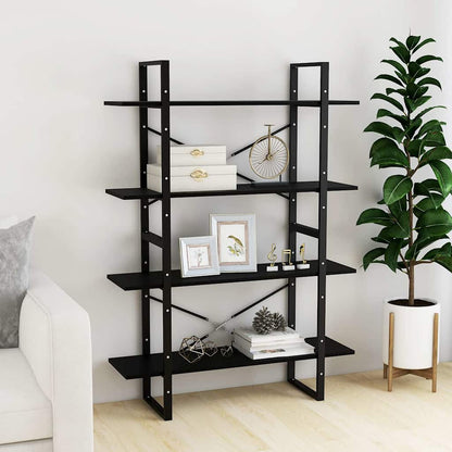 Libreria a 4 Ripiani Nera 100x30x140 cm in Massello di Pino | homemem39