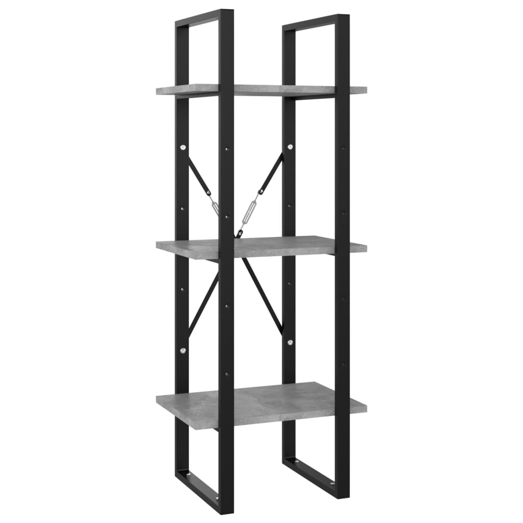 Libreria 3 Ripiani Grigio Cemento 40x30x105cm Legno Multistrato | homemem39