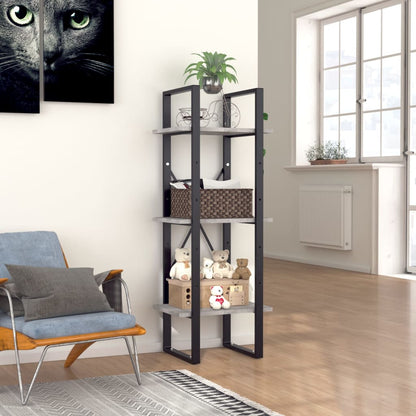 Libreria 3 Ripiani Grigio Cemento 40x30x105cm Legno Multistrato | homemem39