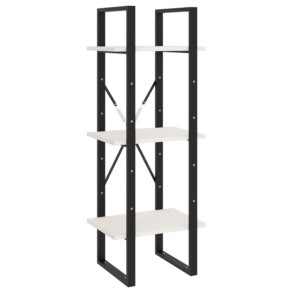 Libreria a 3 Ripiani Bianca 40x30x105 cm Legno Massello di Pino | homemem39