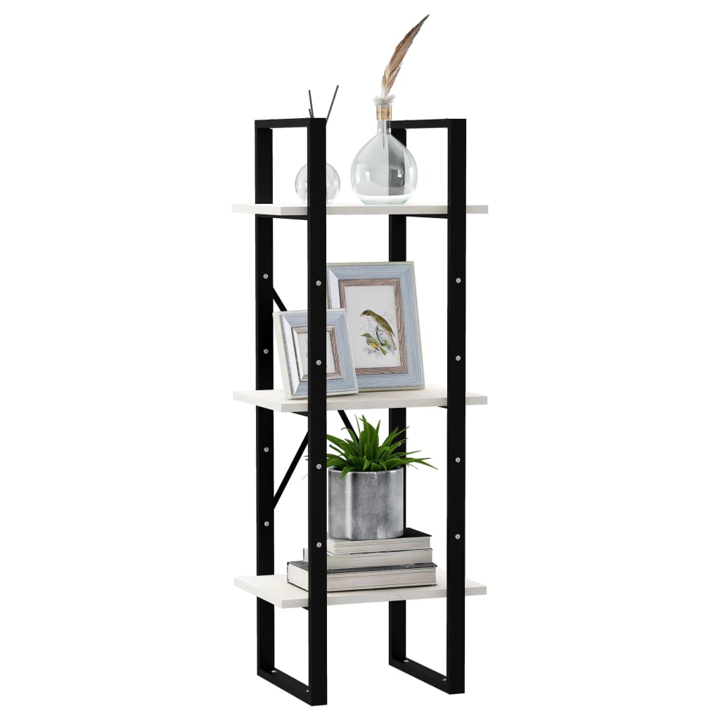 Libreria a 3 Ripiani Bianca 40x30x105 cm Legno Massello di Pino | homemem39